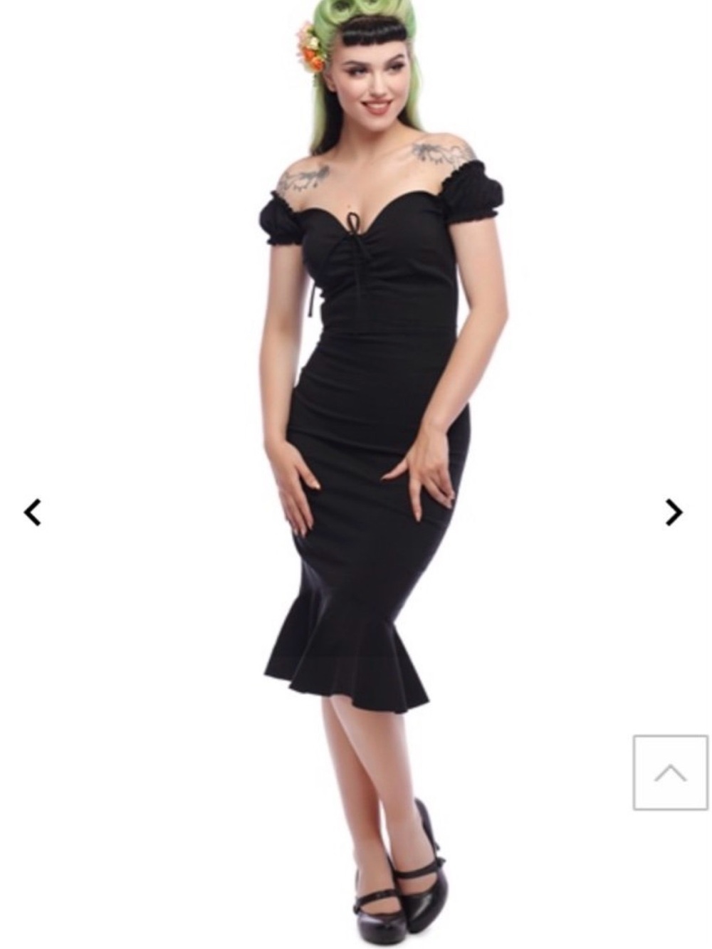 Collectif Black Off-Shoulder Mermaid Midi Dress